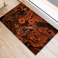Hawaii Fish Hook Rubber Doormat Polynesian Pattern Orange Version LT01