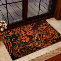 Hawaii Fish Hook Rubber Doormat Polynesian Pattern Orange Version LT01