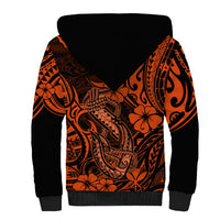 Hawaii Fish Hook Sherpa Hoodie Polynesian Pattern Orange Version LT01 - Polynesian Pride