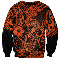 Hawaii Fish Hook Sweatshirt Polynesian Pattern Orange Version LT01 Unisex Orange - Polynesian Pride