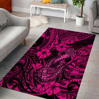 Hawaii Fish Hook Area Rug Hibiscus Hawaii Tribal Tattoo Pink Version LT01 - Polynesian Pride