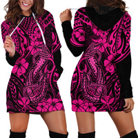 Hawaii Fish Hook Hoodie Dress Hibiscus Hawaii Tribal Tattoo Pink Version LT01 - Polynesian Pride
