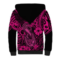 Hawaii Fish Hook Sherpa Hoodie Hibiscus Hawaii Tribal Tattoo Pink Version LT01 - Polynesian Pride