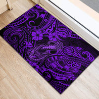 Hawaii Fish Hook Rubber Doormat Hibiscus Hawaii Tribal Tattoo Purple Version LT01 - Polynesian Pride