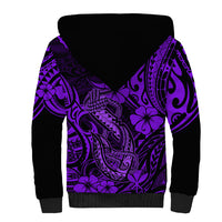 Hawaii Fish Hook Sherpa Hoodie Hibiscus Hawaii Tribal Tattoo Purple Version LT01 - Polynesian Pride