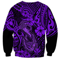 Hawaii Fish Hook Sweatshirt Hibiscus Hawaii Tribal Tattoo Purple Version LT01 - Polynesian Pride