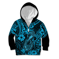 Hawaii Fish Hook Kid Hoodie Hibiscus Hawaii Tribal Tattoo Sky Blue Version LT01 - Polynesian Pride