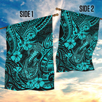 Hawaii Fish Hook Garden Flag Hibiscus Hawaii Tribal Tattoo Turquoise Version LT01 - Polynesian Pride