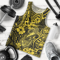 Hawaii Fish Hook Men Tank Top Hibiscus Hawaii Tribal Tattoo Yellow Version LT01 Yellow - Polynesian Pride