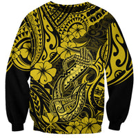 Hawaii Fish Hook Sweatshirt Hibiscus Hawaii Tribal Tattoo Yellow Version LT01 Unisex Yellow - Polynesian Pride