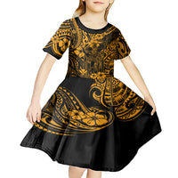 Hawaii King Kamehameha Kid Short Sleeve Dress Polynesian Pattern Gold Version LT01 - Polynesian Pride