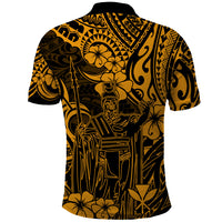 Hawaii King Kamehameha Polo Shirt Polynesian Pattern Gold Version LT01 - Polynesian Pride