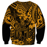 Hawaii King Kamehameha Sweatshirt Polynesian Pattern Gold Version LT01 - Polynesian Pride