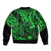 Hawaii King Kamehameha Bomber Jacket Polynesian Pattern Green Version LT01 - Polynesian Pride