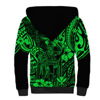 Hawaii King Kamehameha Sherpa Hoodie Polynesian Pattern Green Version LT01 - Polynesian Pride