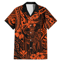 Hawaii King Kamehameha Family Matching Mermaid Dress and Hawaiian Shirt Polynesian Pattern Orange Version LT01 Dad's Shirt - Short Sleeve Orange - Polynesian Pride
