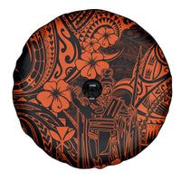 Hawaii King Kamehameha Spare Tire Cover Polynesian Pattern Orange Version LT01 - Polynesian Pride