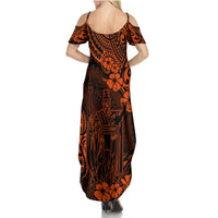 Hawaii King Kamehameha Summer Maxi Dress Polynesian Pattern Orange Version LT01 - Polynesian Pride