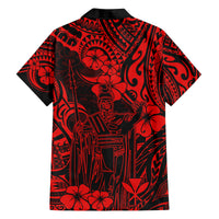 Hawaii King Kamehameha Family Matching Off Shoulder Long Sleeve Dress and Hawaiian Shirt Polynesian Pattern Red Version LT01 - Polynesian Pride