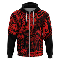 Hawaii King Kamehameha Hoodie Polynesian Pattern Red Version LT01 Zip Hoodie Red - Polynesian Pride