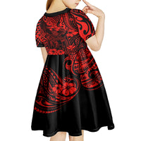 Hawaii King Kamehameha Kid Short Sleeve Dress Polynesian Pattern Red Version LT01 - Polynesian Pride