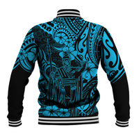 Hawaii King Kamehameha Baseball Jacket Polynesian Pattern Sky Blue Version LT01 - Polynesian Pride