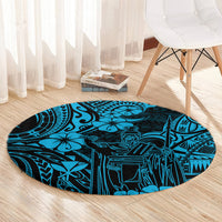Hawaii King Kamehameha Round Carpet Polynesian Pattern Sky Blue Version LT01 - Polynesian Pride
