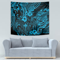 Hawaii King Kamehameha Tapestry Polynesian Pattern Sky Blue Version LT01 - Polynesian Pride