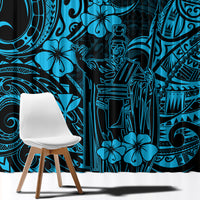 Hawaii King Kamehameha Window Curtain Polynesian Pattern Sky Blue Version LT01 - Polynesian Pride