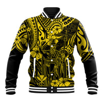 Hawaii King Kamehameha Baseball Jacket Polynesian Pattern Yellow Version LT01 Unisex Yellow - Polynesian Pride