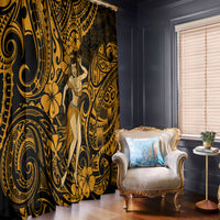 Hawaii Hula Girl Window Curtain Polynesian Pattern Gold Version LT01 Gold - Polynesian Pride