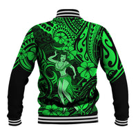 Hawaii Hula Girl Baseball Jacket Polynesian Pattern Green Version LT01 - Polynesian Pride