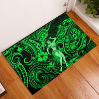 Hawaii Hula Girl Rubber Doormat Polynesian Pattern Green Version LT01 Green - Polynesian Pride