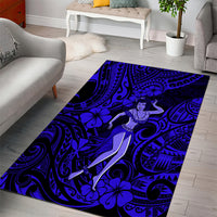 Hawaii Hula Girl Area Rug Polynesian Pattern Navy Blue Version LT01 - Polynesian Pride
