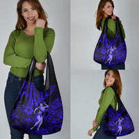 Hawaii Hula Girl Grocery Bag Polynesian Pattern Navy Blue Version