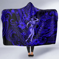 Hawaii Hula Girl Hooded Blanket Polynesian Pattern Navy Blue Version LT01 - Polynesian Pride