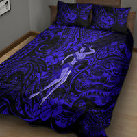 Hawaii Hula Girl Quilt Bed Set Polynesian Pattern Navy Blue Version LT01 - Polynesian Pride