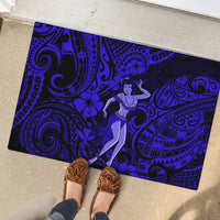 Hawaii Hula Girl Rubber Doormat Polynesian Pattern Navy Blue Version LT01 - Polynesian Pride
