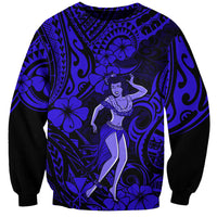 Hawaii Hula Girl Sweatshirt Polynesian Pattern Navy Blue Version LT01 Unisex Blue - Polynesian Pride
