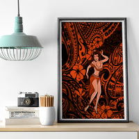 Hawaii Hula Girl Canvas Wall Art Polynesian Pattern Orange Version LT01 - Polynesian Pride
