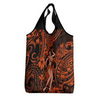 Hawaii Hula Girl Grocery Bag Polynesian Pattern Orange Version