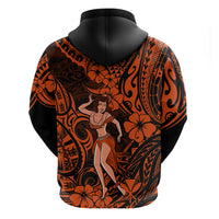 Hawaii Hula Girl Hoodie Polynesian Pattern Orange Version LT01 - Polynesian Pride