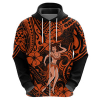 Hawaii Hula Girl Hoodie Polynesian Pattern Orange Version LT01 - Polynesian Pride