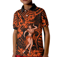Hawaii Hula Girl Kid Polo Shirt Polynesian Pattern Orange Version LT01 Kid Orange - Polynesian Pride