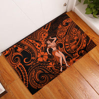 Hawaii Hula Girl Rubber Doormat Polynesian Pattern Orange Version LT01 Orange - Polynesian Pride