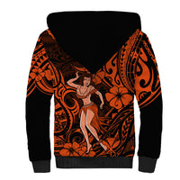 Hawaii Hula Girl Sherpa Hoodie Polynesian Pattern Orange Version LT01 - Polynesian Pride