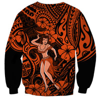Hawaii Hula Girl Sweatshirt Polynesian Pattern Orange Version LT01 - Polynesian Pride
