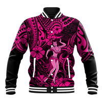 Hawaii Hula Girl Baseball Jacket Polynesian Pattern Pink Version LT01 Unisex Pink - Polynesian Pride