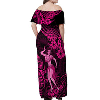 Hawaii Hula Girl Off Shoulder Maxi Dress Polynesian Pattern Pink Version LT01 - Polynesian Pride