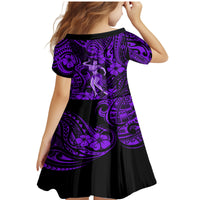 Hawaii Hula Girl Family Matching Mermaid Dress and Hawaiian Shirt Hibiscus Hawaii Tribal Tattoo Purple Version LT01 - Polynesian Pride